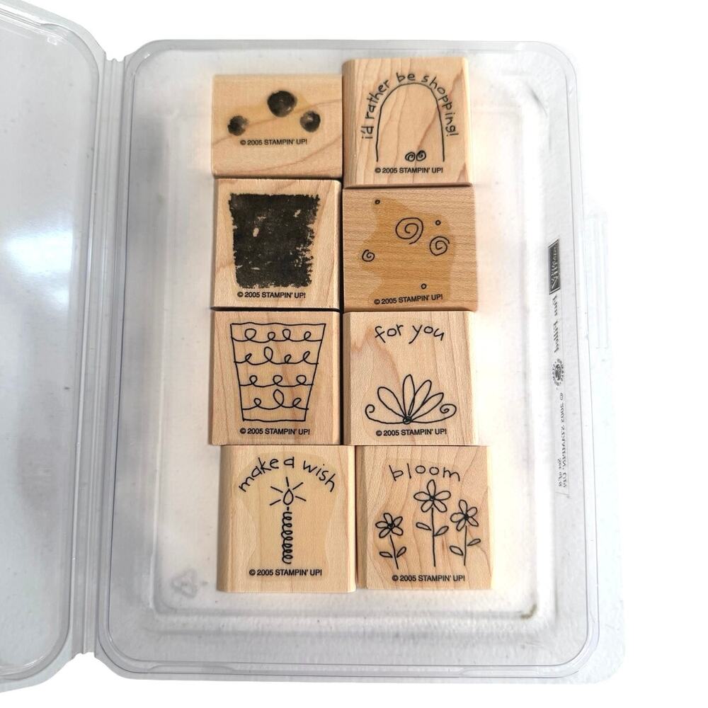 Stampin’ up set of 8 wooden stamps “fun filled” collection
